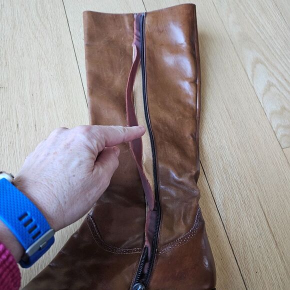 Salvatore Ferragamo CARLA women's Brouged Leather Dress Boots, Camel size 7 - Picture 7 of 12